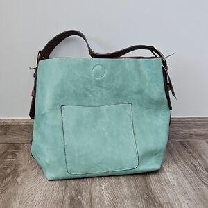Mint Green Leather Tote Bag